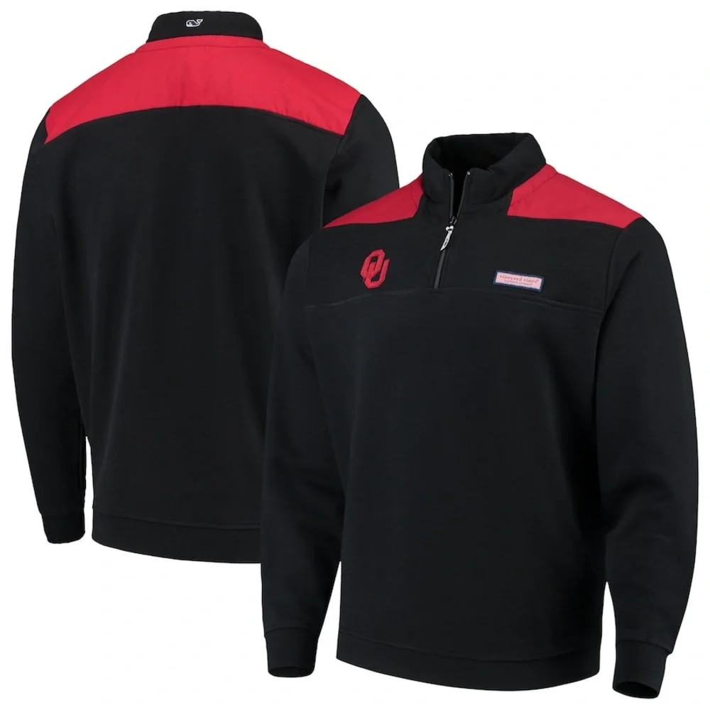 Vineyard Vines 1/4 Zip Pullover Sweatshirt Black Red Shirt Men’s M - Picture 5 of 16